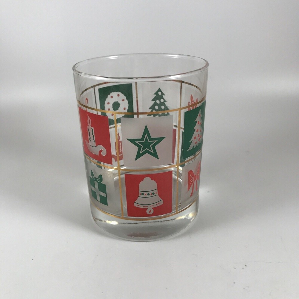 Vintage Culver Old Fashioned Christmas Glass Wreath Tree Present Star Snowflake